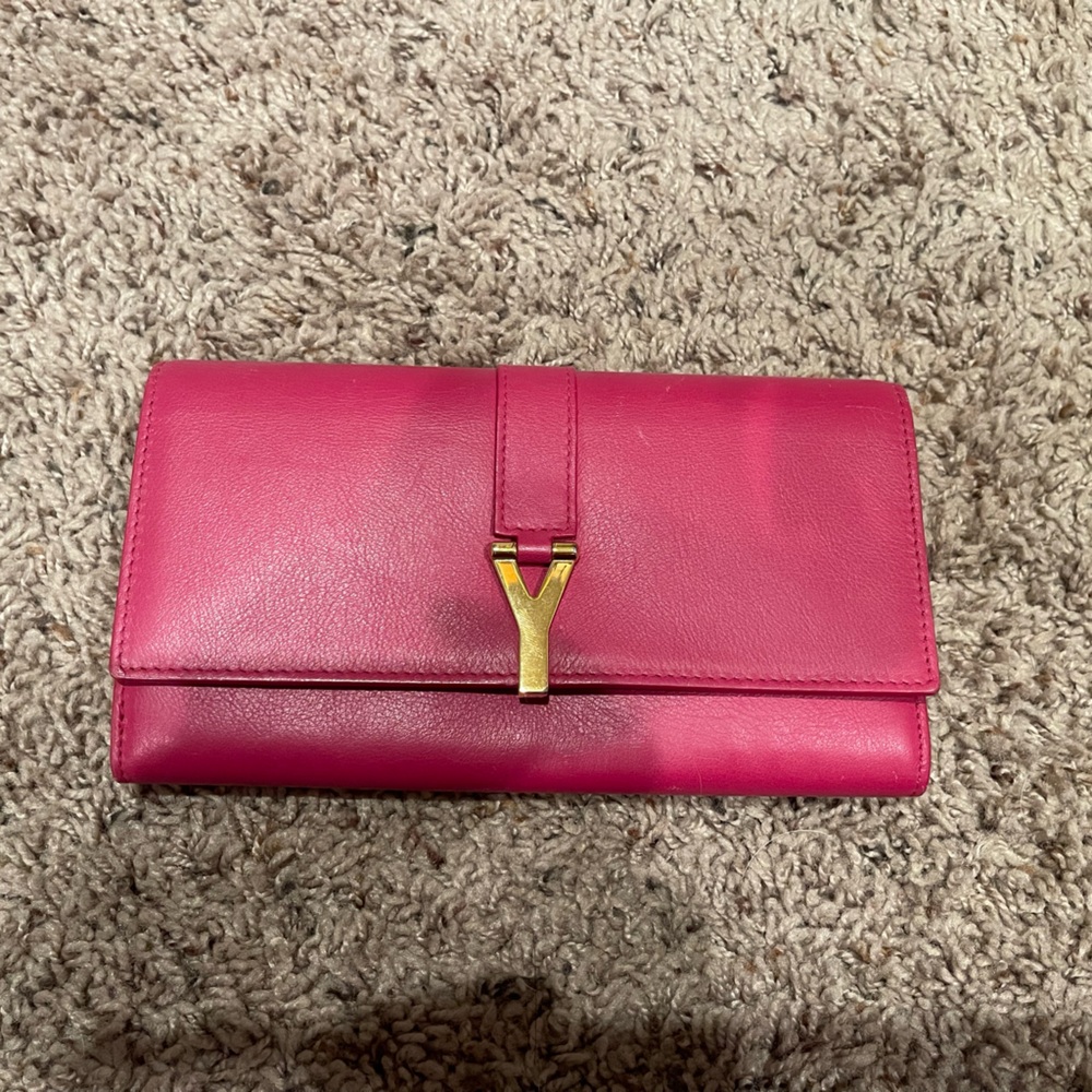 NWOT Authentic Pink YSL wallet